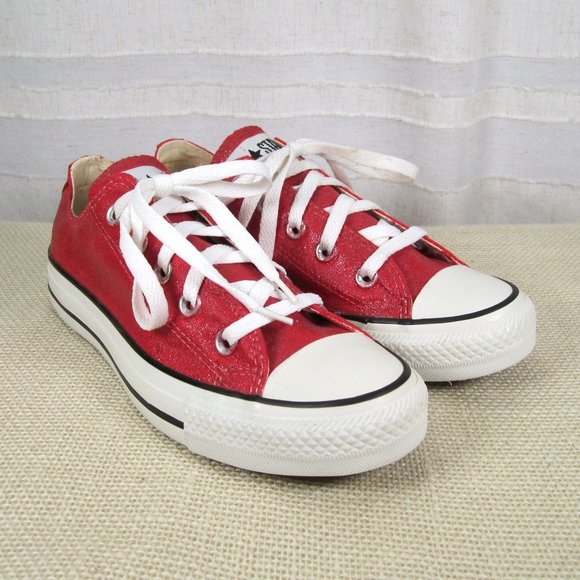 Converse Shoes Like New Hand Painted Red Glitter Converse Chuck
